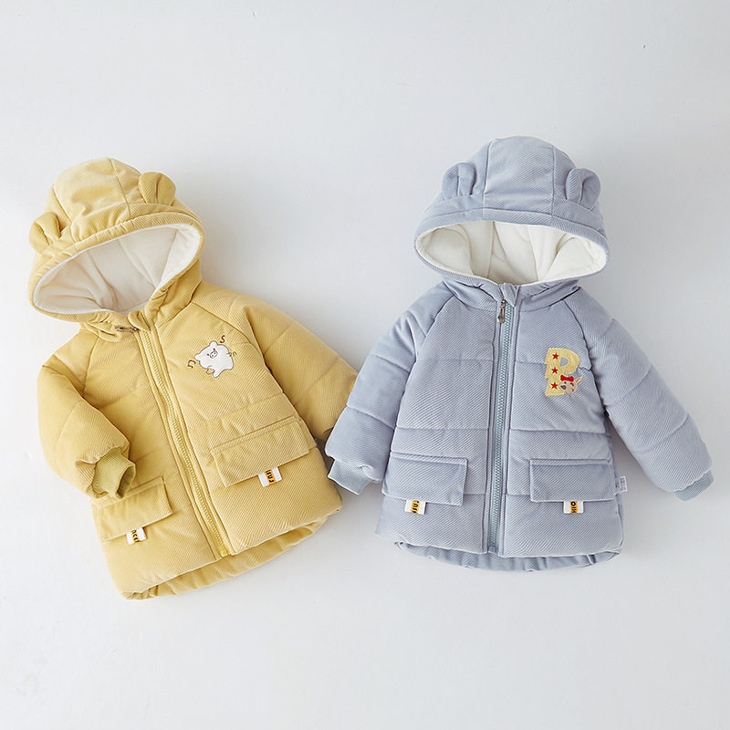 儿童羽绒棉服加绒加厚男女中小童棉袄宝宝连帽棉衣外套上衣冬保暖