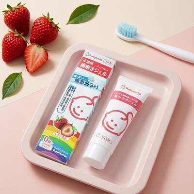 进口版BABYSMILE无氟无添加儿童牙膏草莓味45g防蛀牙膏幼儿牙膏