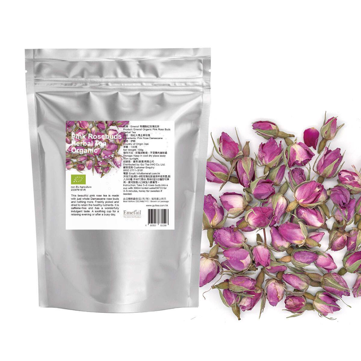 进口版Emerail 有机原粒粉红玫瑰花茶养生茶冲饮天然无添加袋装花