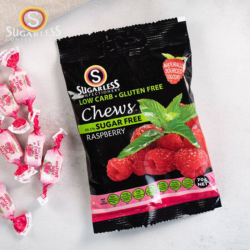 进口SUGARLESS 包装70g法国 无糖红莓瑞士软糖办公室休闲零食低脂