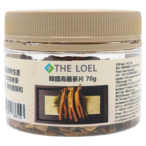 The Loel 韩国高丽参片70克10年珍品老参5年根机切版韩国人参红参