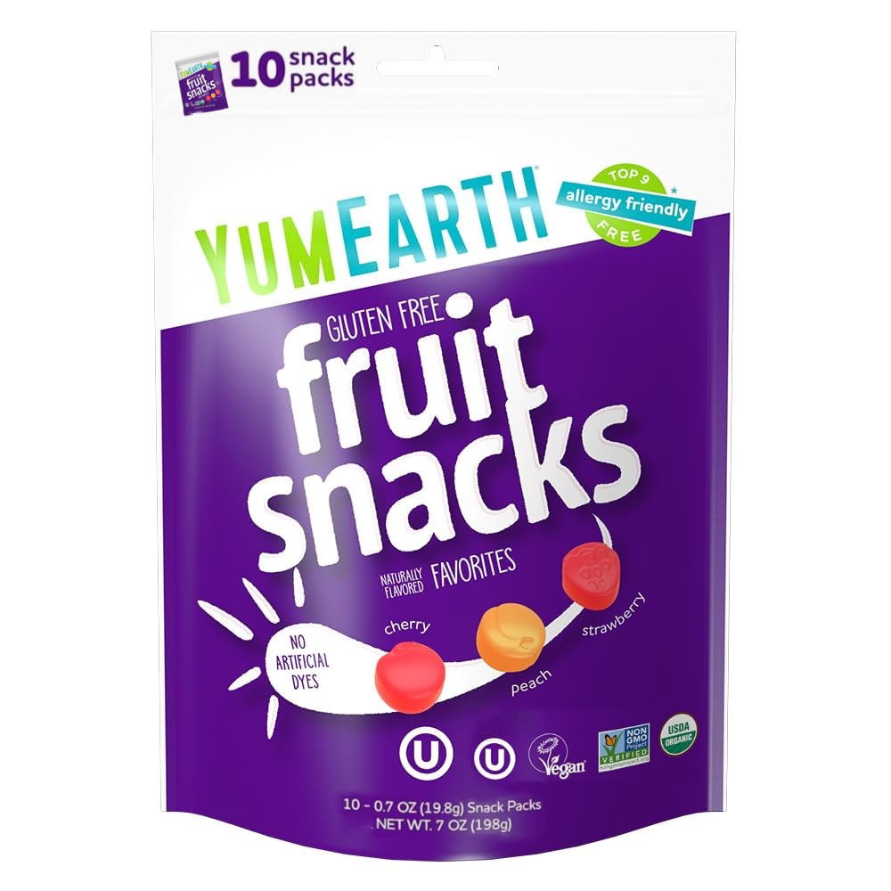 香港版YUMEARTH有机杂锦水果软糖198g10小包混合糖果水果味橡皮糖