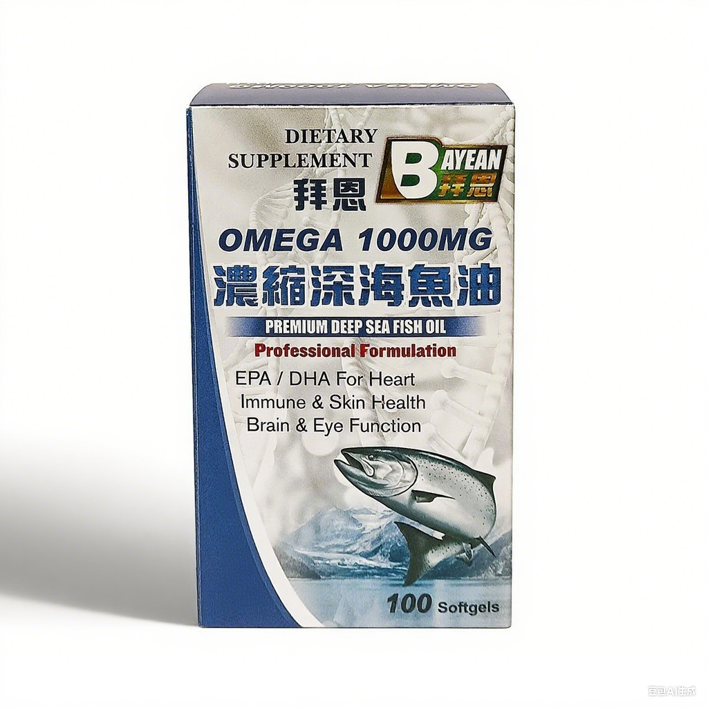德国拜恩Omega1000mg浓缩深海鱼油100粒装丰富奥米加3系列脂肪酸