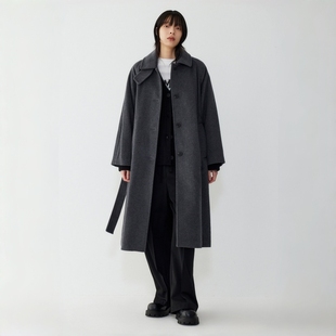 STUDIO TOMBOY 后背细节宽松填充大衣 女羊毛混纺通勤保暖外套