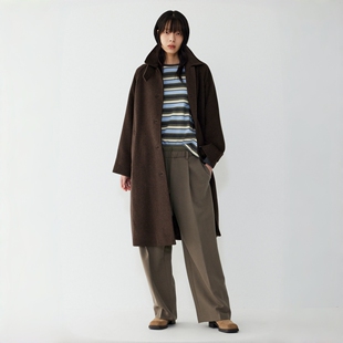 STUDIO TOMBOY秋冬 A 字版插肩袖羊毛混纺大衣 宽松长款外套