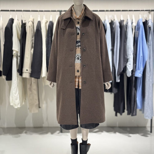 STUDIO TOMBOY 羊毛混纺大衣女秋冬 A 字版型插肩袖显瘦外套