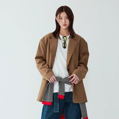 STUDIO TOMBOY宽松夹克 女双扣西装领秋冬韩系通勤百搭外套