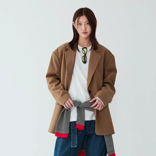 STUDIO TOMBOY宽松夹克 女双扣西装领秋冬韩系通勤百搭外套