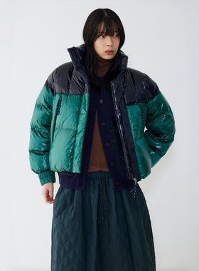 STUDIO TOMBOY 彩色拼接羽绒服女鸭绒短款通勤宽松保暖外套