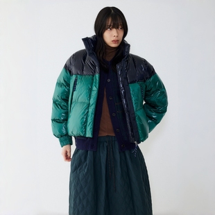 STUDIO TOMBOY 彩色拼接羽绒服女鸭绒短款通勤宽松保暖外套