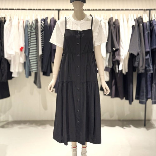 STUDIO TOMBOY抽绳褶皱长款连衣裙夏季薄款显瘦百搭 透气度假通勤