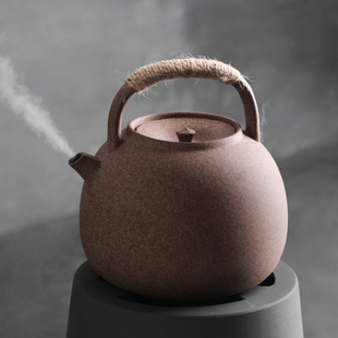 六合堂景德镇中式纯手工岩泥陶壶 电陶炉专用煮茶壶提梁壶烧水壶