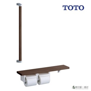 日本代购 架子宽度60cm 天然木卫生间扶手带纸卷器架 TOTO 61FLC