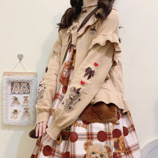 原创lolita毛衣开衫外套针织刺绣软妹可爱短款内搭女春季2023新款