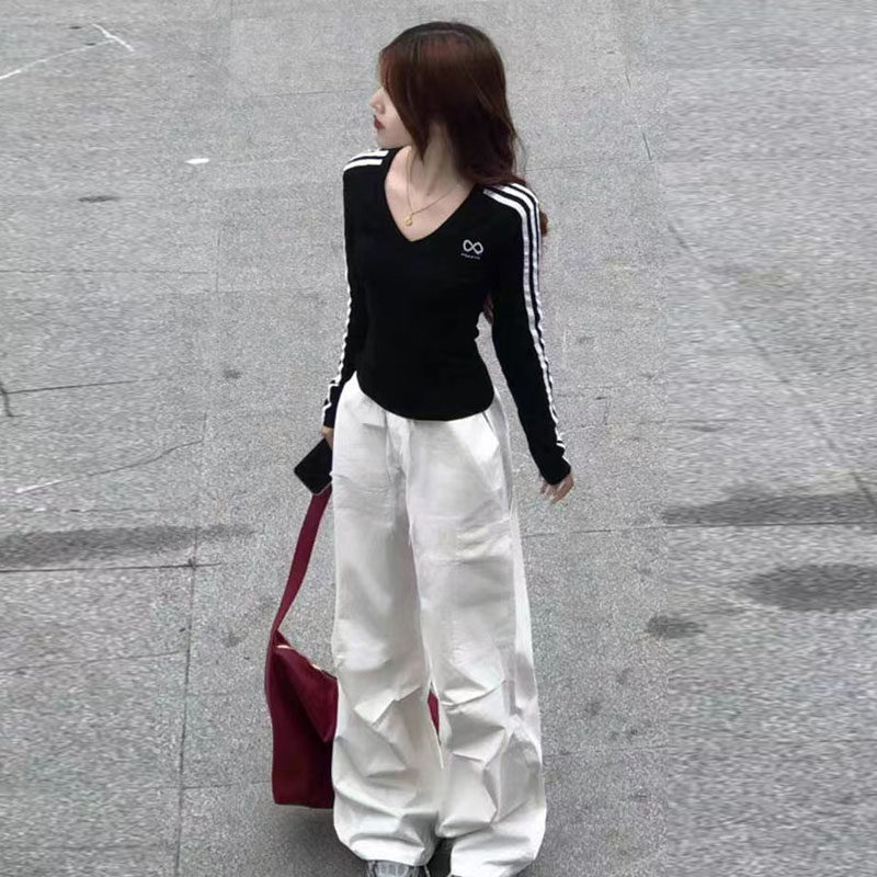 秋装大码女装微胖mm显瘦套装减龄chic修身t恤打底衫高腰牛仔裤女