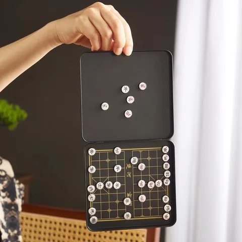 带棋盘铁盒折叠磁力像棋橡棋子中国象棋磁性小儿童便携式磁吸