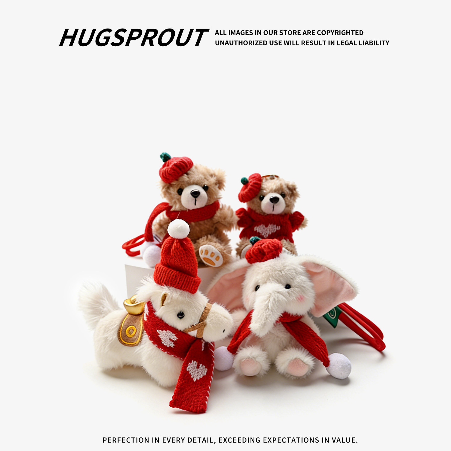 HUGSPROUT 高级感小象包挂饰公仔大象毛绒玩偶钥匙扣圣诞新年礼物