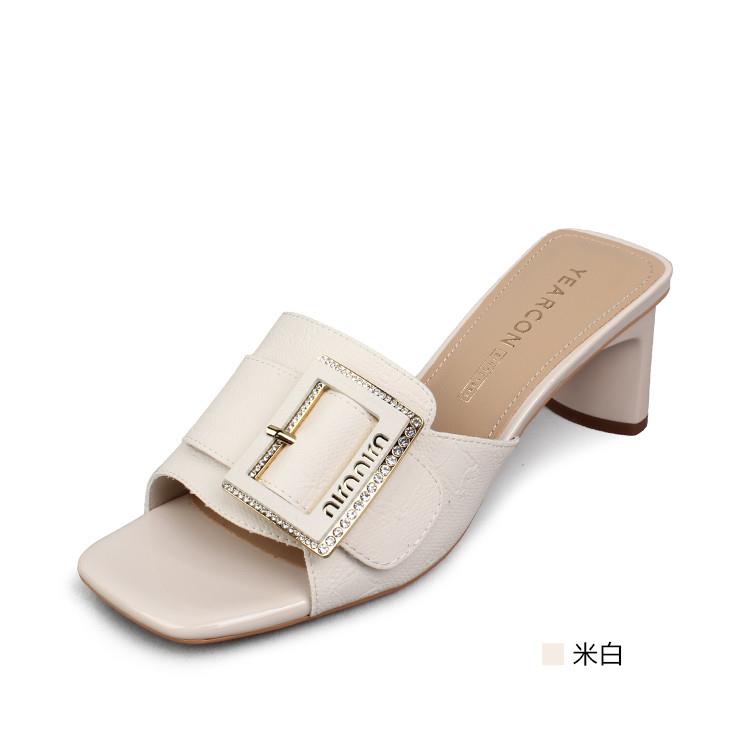 意尔康凉鞋拖女夏外穿精致2023新款夏季皮带扣粗跟高跟洋气33699