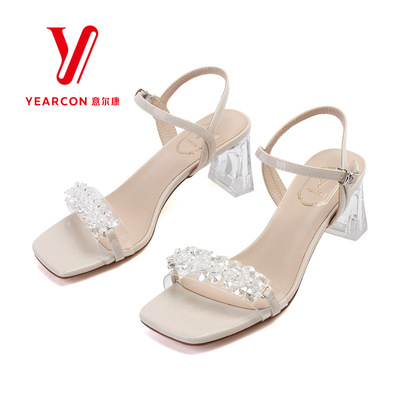 意尔康高跟凉鞋透明跟正品