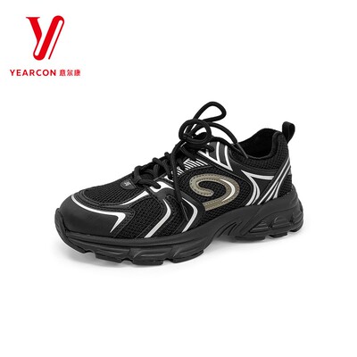 意尔康女鞋2025冬季新款网面厚底时尚拼色运动休闲鞋5881AD14308M