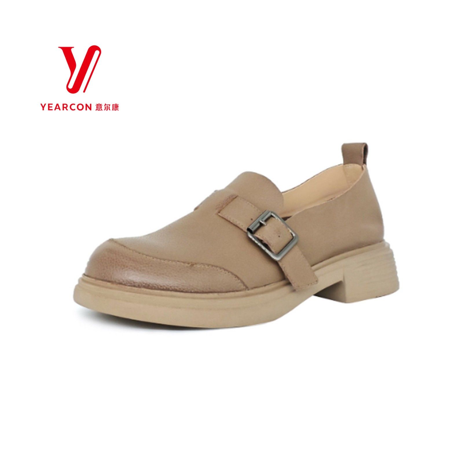 意尔康女鞋2025秋季新款复古皮带扣深口乐福鞋小皮鞋5162DB27151Y
