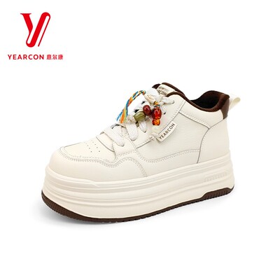 意尔康女鞋2026冬季新款时尚百搭串珠系带高帮女鞋5871ZM485282