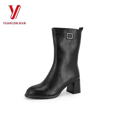 2025新款冬季加绒厚底高跟长筒靴