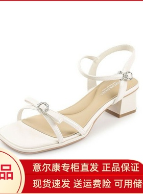 意尔康女鞋2025夏季新款法式一字带蝴蝶结仙女风凉鞋5351AL10944U
