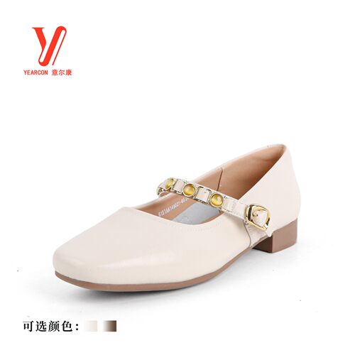 意尔康女鞋2026春季新款真皮玛丽珍鞋一字扣带小皮鞋6151AA14902Y