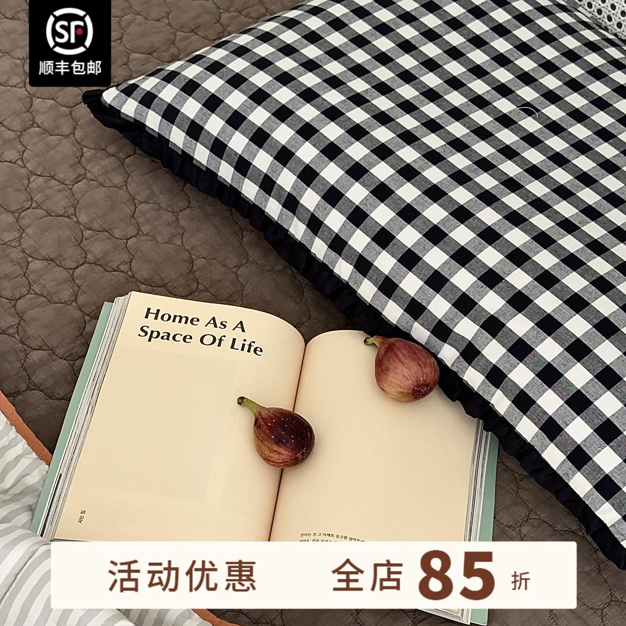 ASAROOM纯棉韩国格纹枕套