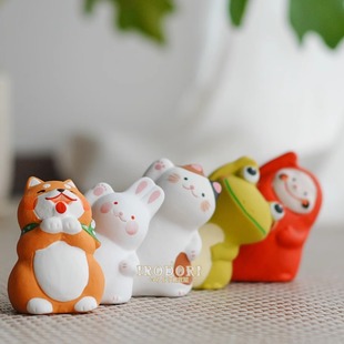 日本京都 龙虎作素陶手工 青蛙日常 车载摆件平安 招福 结婚送礼