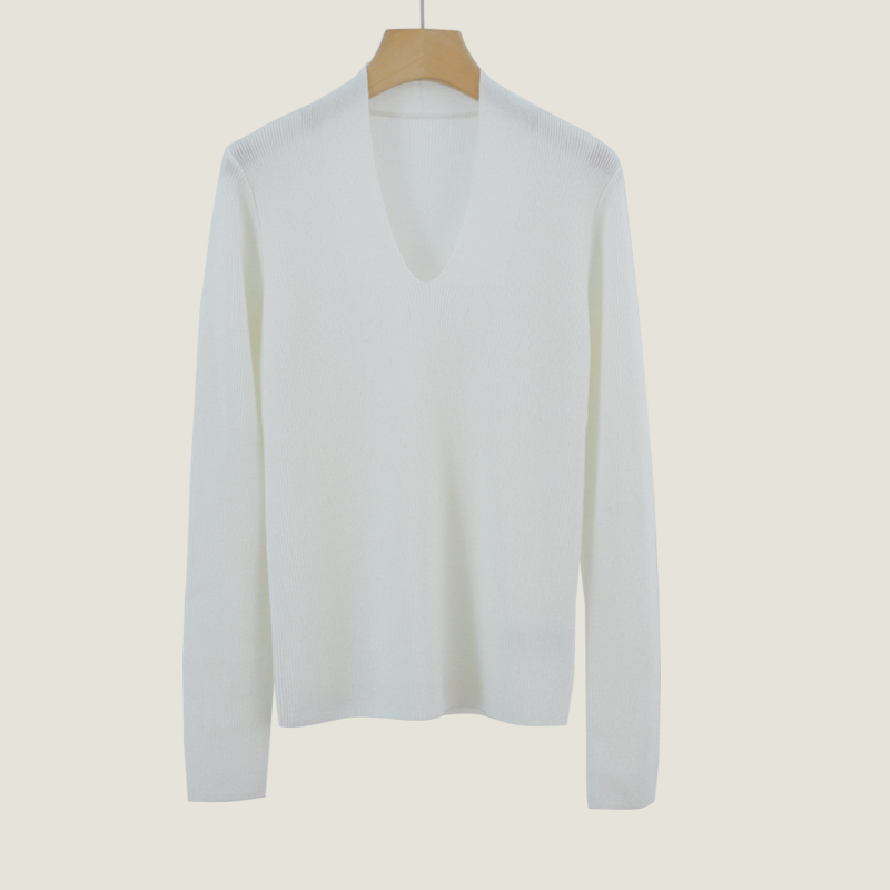100%山羊绒 修身羊绒U领长袖针织打底衫色女显瘦毛衣秋冬
