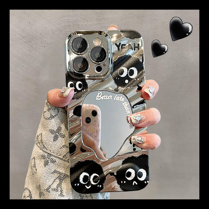 趣味卡通煤球适用小米14pro手机壳civi3情侣12x自带镜头膜10s全包红米k70e硅胶k60高级感k50ultra新款note11