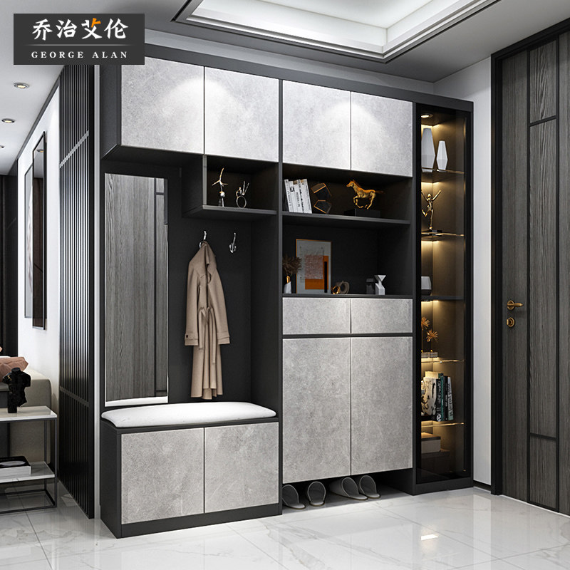 现代简约进门鞋柜一体靠墙家用大容量玄关柜轻奢风入户装饰柜定制