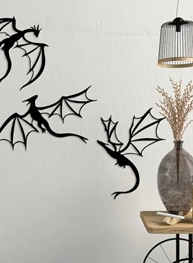 翼龙金属墙艺术剪影壁挂装饰