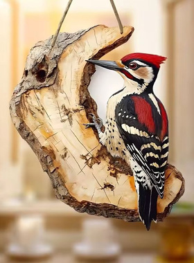 复古木质鸟形标牌壁装饰品挂件