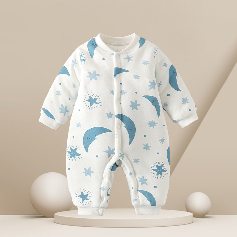 婴儿棉衣服冬装连体衣加厚秋冬季套装新生儿夹棉哈衣宝宝保暖棉服