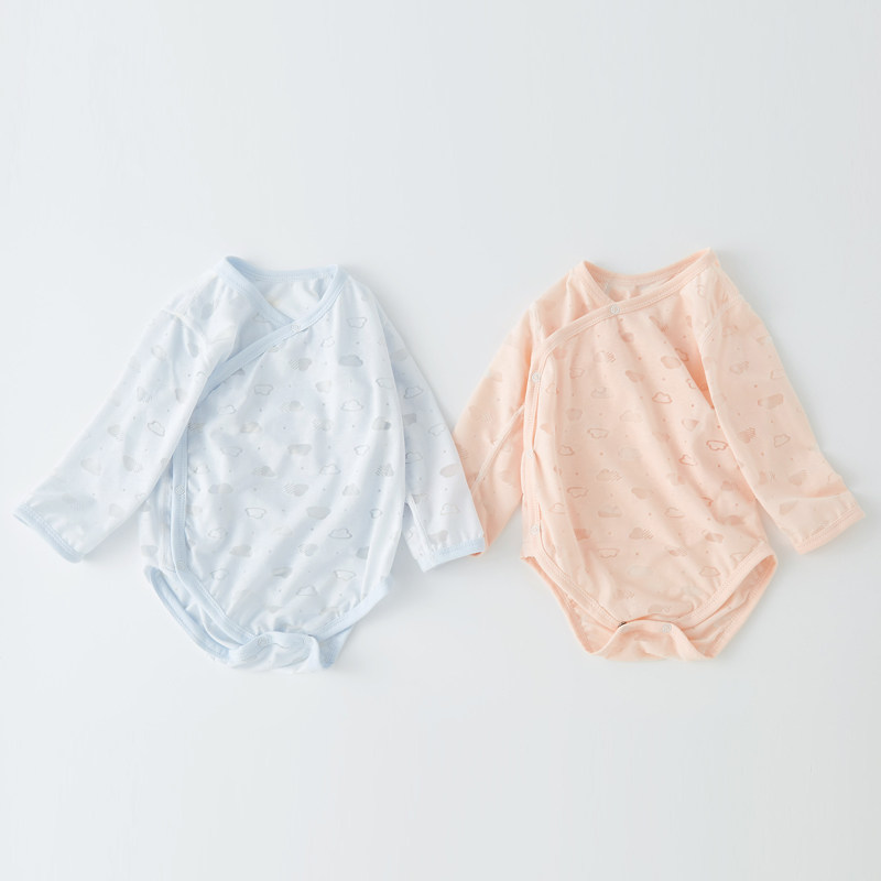 婴儿夏装包屁衣长袖男女宝宝三角哈衣新生儿衣服夏天薄款连体睡衣