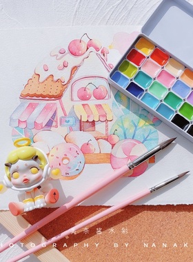 包邮荷尔拜因hb友风子七神奈奈官配24色 糖果色美甲水彩颜料108色