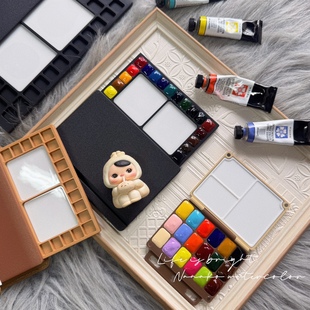菠菜定制tn水彩颜料盒标准版护照版抽拉手账本便携写生水彩盒