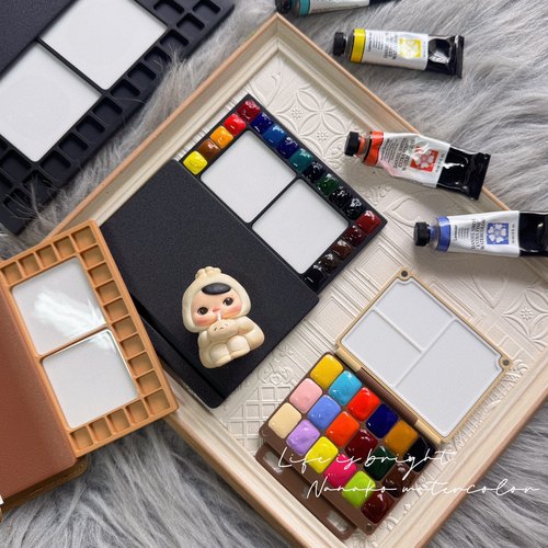 菠菜定制tn水彩颜料盒标准版护照版抽拉手账本便携写生水彩盒