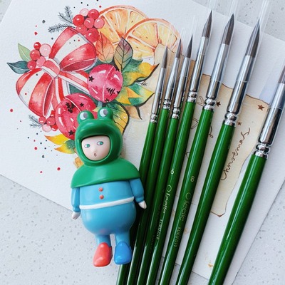 定制入门新手小绿粉色水彩画笔