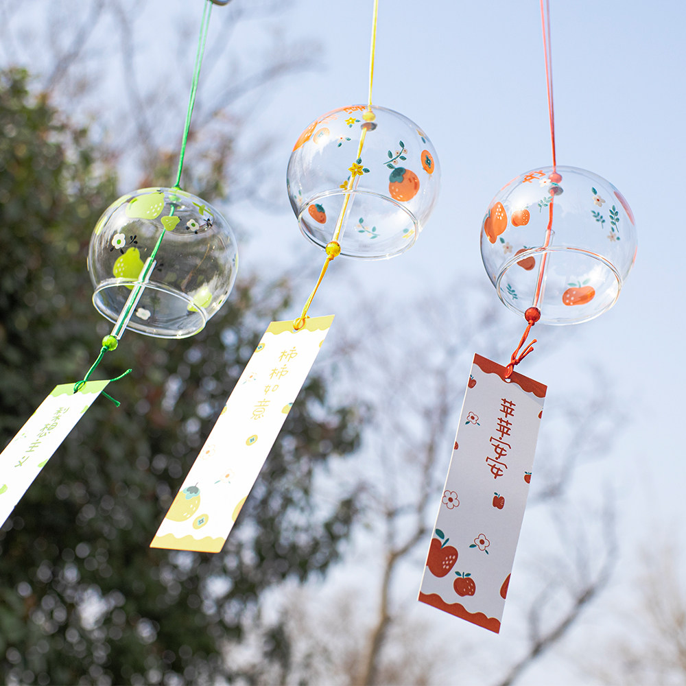 日式家居装饰江户和风挂饰车饰门饰女生礼品卡通江户玻璃风铃礼物