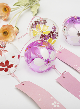 伊朵羽家居装饰日式江户和风挂饰车饰门饰礼品雪冰晶江户玻璃风铃