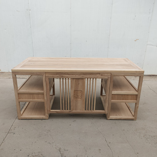 新中式实木书桌字台现代简约禅意办公桌茶桌椅组合白坯家具