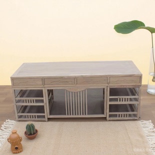 新中式实木书桌白茬白坯实木禅意写字台画案原木家具电脑桌