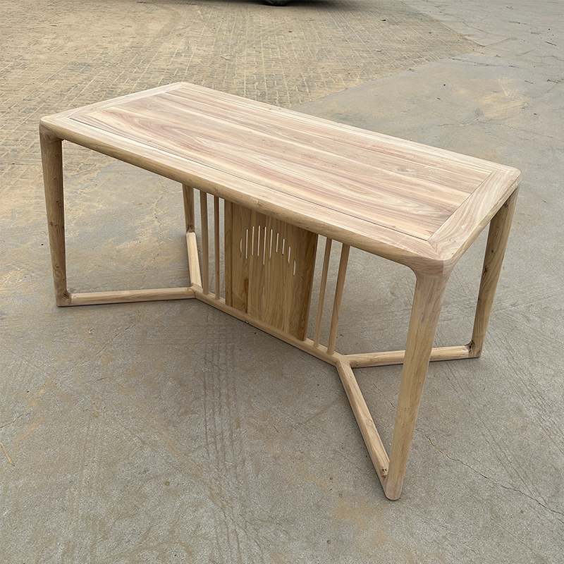 新中式马蹄桌禅意茶台老榆木书桌办公桌写字台实木家用简约画案