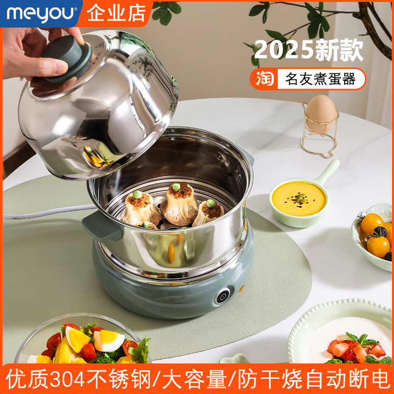 2025新款名友煮蛋器蒸蛋器家用多功能蒸锅不锈钢小型蒸蛋羹早餐机