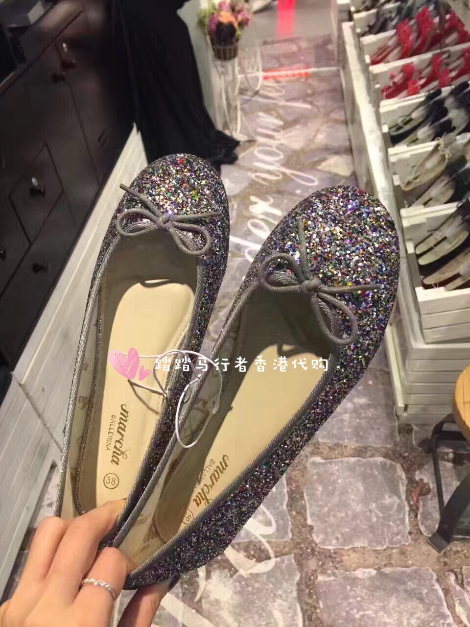 HONG KONG COUNTERS AUTHENTIC SPRING AND SUMMER MARCHA BALLET SHOES BOW FLAT SHOES SOFT AND COMFORTABLE WOMENS SINGLE SHOES