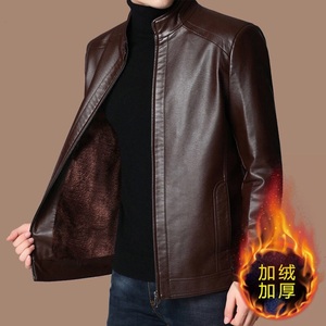 2021新款秋冬季男装休闲翻领皮夹克